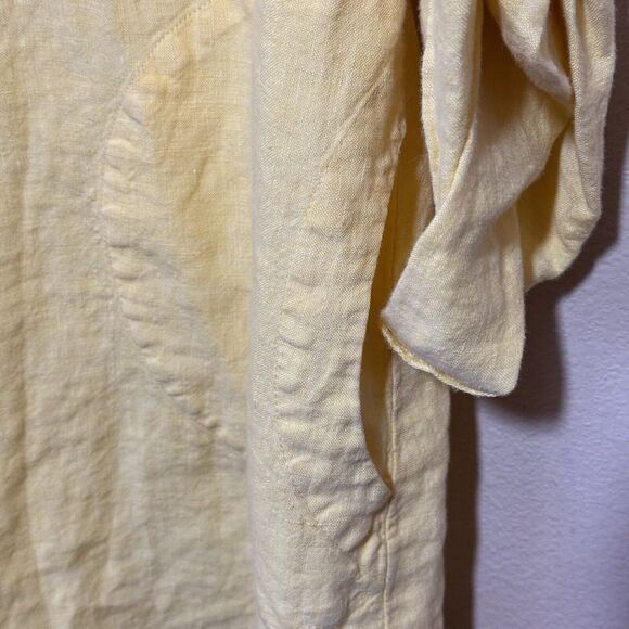 Chico’s 100% Linen 3/4 Sleeve Tunic Dress Blouse Size Large 2 Lagenlook Butter - Picture 4 of 6
